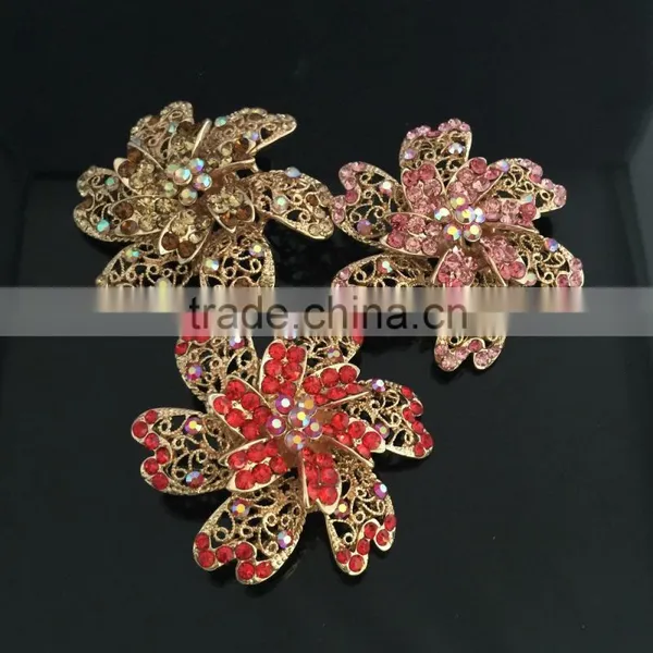 Zinc Alloy Color AB Rhinestone Flower Brooch Pin,Crystal Brooches For Decoration photo-2