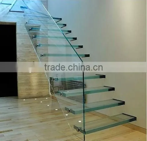 Prefab Modern Glass Straight Floating Stairs Design --YUDI photo-4
