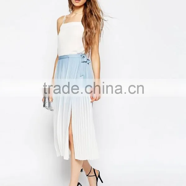 OEM Factory Summer Women Pleated Midi Wrap Skirt For Ladies Wear photo-2