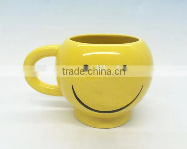 Yellow Smiley Face Mug Ceramic Cheerful Mugs
