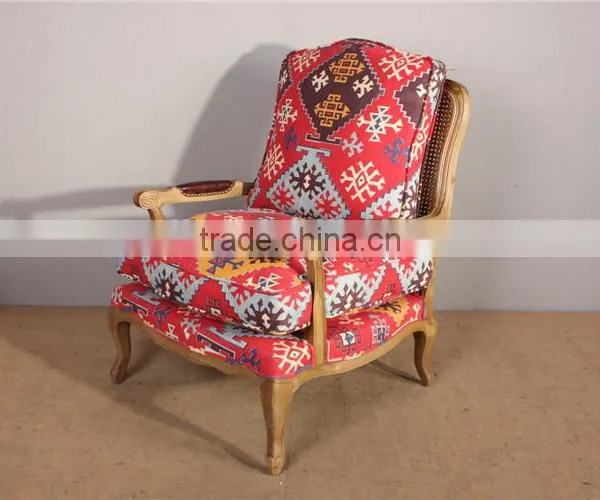 French Wooden Armchair With Ottoman Living Room Furniture photo-2