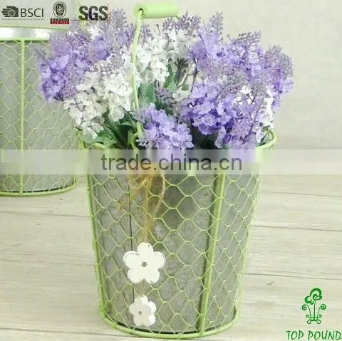 Round Barrel Decorative Green Metal Planters photo-5