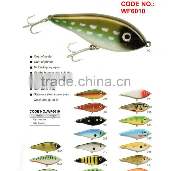 9+ Years Wholesaler & OEM Manufacturer ,Hirun Fishing Tackle,vivid Swim Action Crank Bait Hard Wood Lures WF6010
