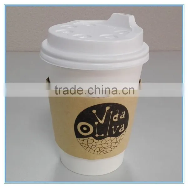 12oz White Plain Paper Cups, Paper Coffee Cups With Lids and Sleeves photo-2