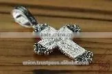 Silver Cross Mother God Pendant. Russian & Greek Orthodox Style. photo-3