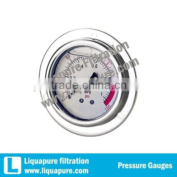 4" Center Mount Oil Filled Pressure Gauge With Edge