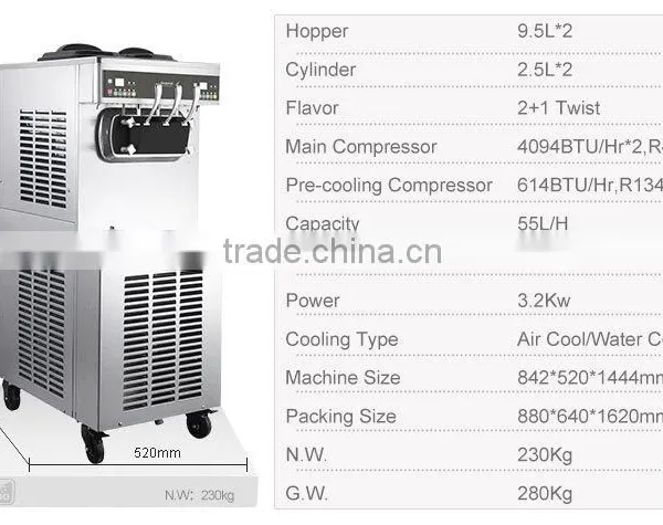 Hot Sale S970F Door to Door Service Frozen Yogurt Soft Ice Cream Machin 3-flavor photo-6