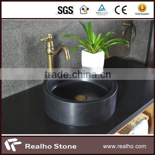 Natural Stone Black Round Bathroom Sinks for Hotel/home photo-2