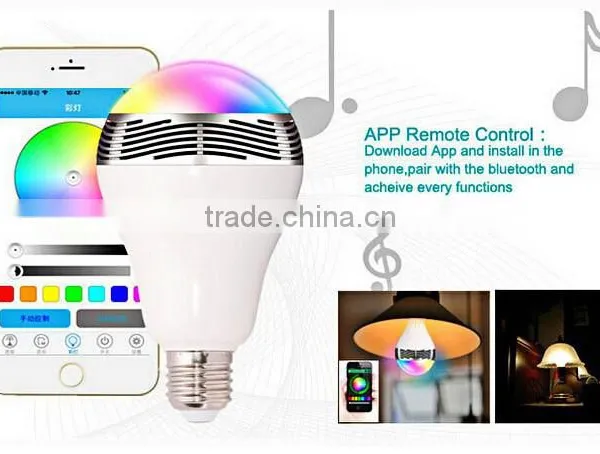 Smart Bluetooth LED Light Bulbs Wireless Control Speaker Smart Music Audio Speaker LED RGB Color Bulb Light Lamps photo-3