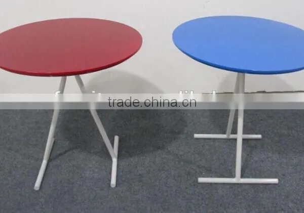 Small 3 Metal Legs Round Wood Side Table photo-2