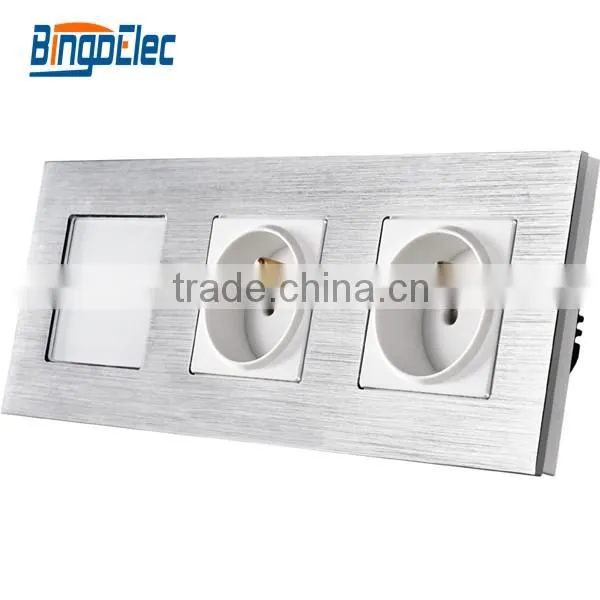 EU Standard Glass Panel 2gang Double French Socket photo-3