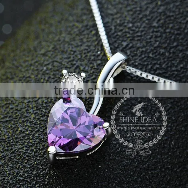 925 Sterling Silver Lover's Heart Amthyest Necklace Fashion Women Necklace Jewelry Supplies 6360477 photo-2