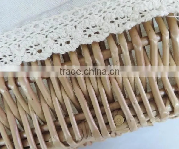 Fancy Rectangular Natural Empty Wicker Baby Gift Basket photo-5