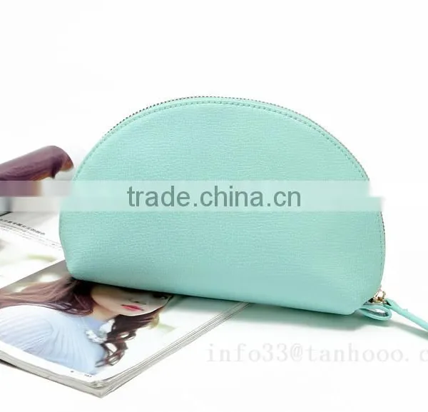 Cosmetic Bag Brass Zipper Top Good PU Leather Hard Cosmetic Bag With Lining photo-2