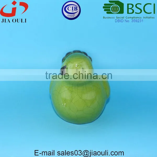 BSCI Factory Ceramic Bird Figurines, Crakle Glazed Green Bird Flower Pot photo-2