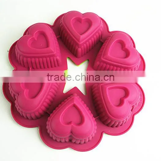 11052 Six Holes Heart Shaped Cake Mould Silicone Mould photo-3