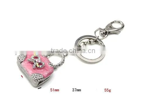 Design Key Chain/Cheap Custom Pink Rhinestone Handbag Keychains KY07-0003