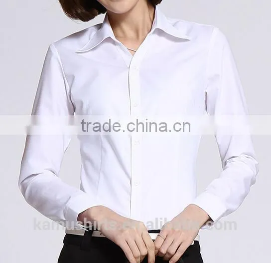 Long Sleeve Woman Formal Dress Shirts Cotton Office Lady Dress Blouse photo-3