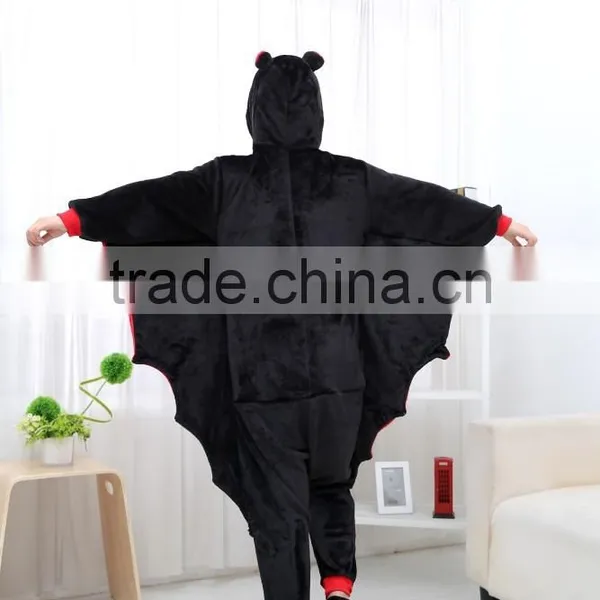 Flannel Cartoon Adult Animal Jumpsuit Animal Pajamas Jumpsuit Bat Design photo-2