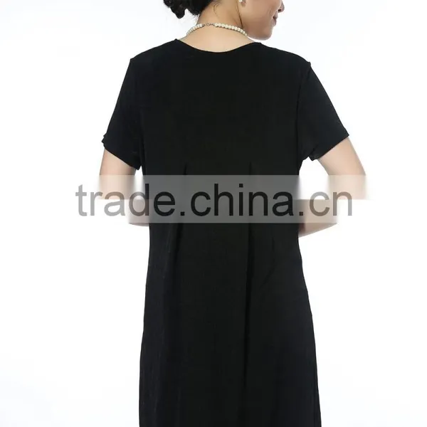 Comfortable Short Sleeve Dresses With Flower Printed Knitted Plus Size Women Dresses photo-6