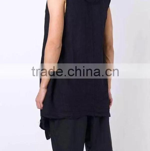 Unique Designer Mens Vest Extended 2016 Spring Streetwear Fashion Men's Vest With Hood photo-2