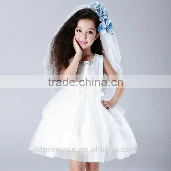 2017 Santi Kids Angel Dress White Flowers Princess Baby Girl Summer Dress photo-4