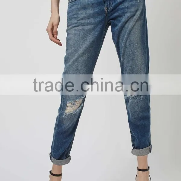 Wholesale Price Jeans Denim Jeans Women Ripped Out Damaged Pant photo-2