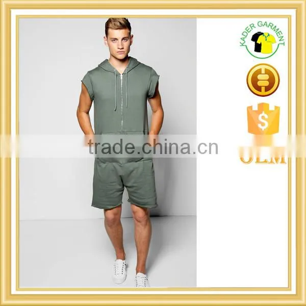 New in Tracksuit for Men Army Green Short Sleeves Suits Custom Your Own