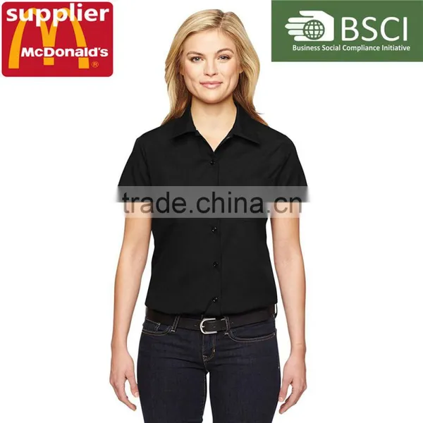 Women Office Working Clothes Short Sleeve Polo Shirt Ladies Work Uniform Style Made in China photo-2