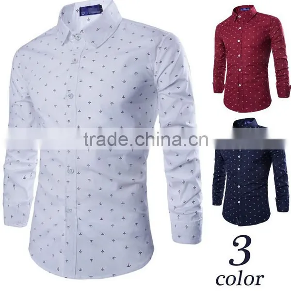 Wholesale Walson D46835a Fashion New Long Sleeve Mens Printing Dress Shirts 2015 Apparel photo-2