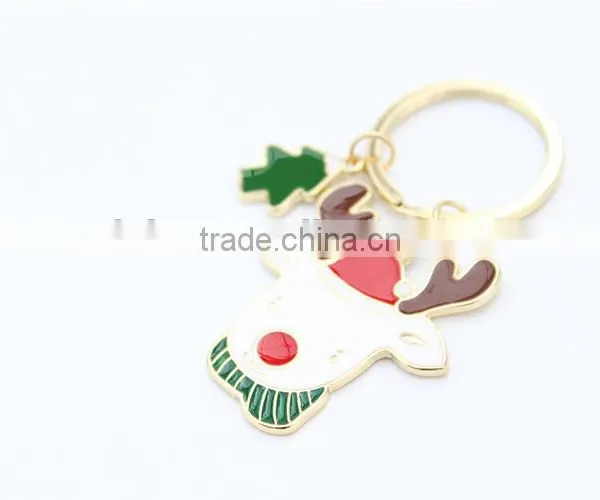 Charm Christmas Gift Box Deer Keychain Keyring Enamel Key Chain Pendant photo-2