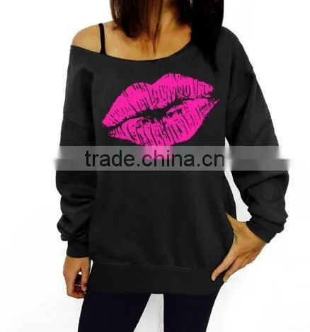 Lip Printed Women Blouse One Shoulder Blouses Spring Summer Shirts Blusas Mujer photo-3