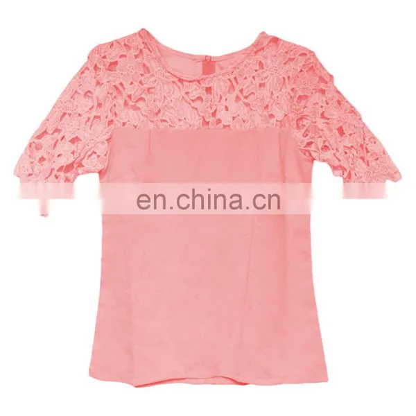 Women Hollow Out Patchwork Lace Blouse Blouse Base Lady Short Sleeve Shirts Hook Flower Blouses Plus Size Tops photo-2