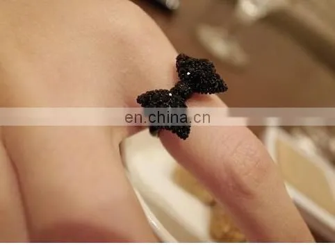 2017 New Stlye Vintage Adjustable Fully-jewelled Simulated Diamond Fashion Black Color Party Butterfly Rings For Women photo-4