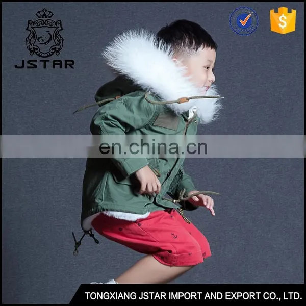Latest Design Baby Faux Fur Trim Jacket Parka Coat With Big Fur Collar