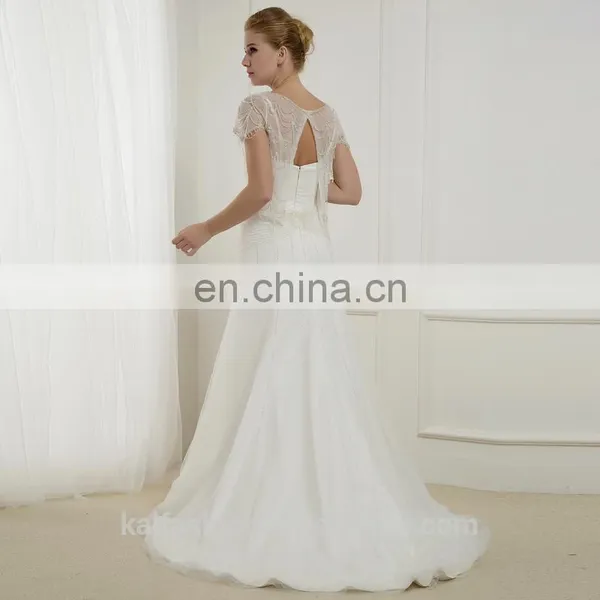 EB2912A A Line Scoop Two Piece Match Crystal Beading Exquisite Wedding Dress photo-2