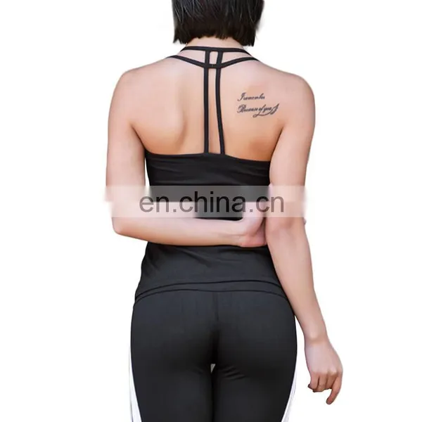 Wholesale Summer Women Long Sleeveless Yoga Gym Tank Top Black photo-2