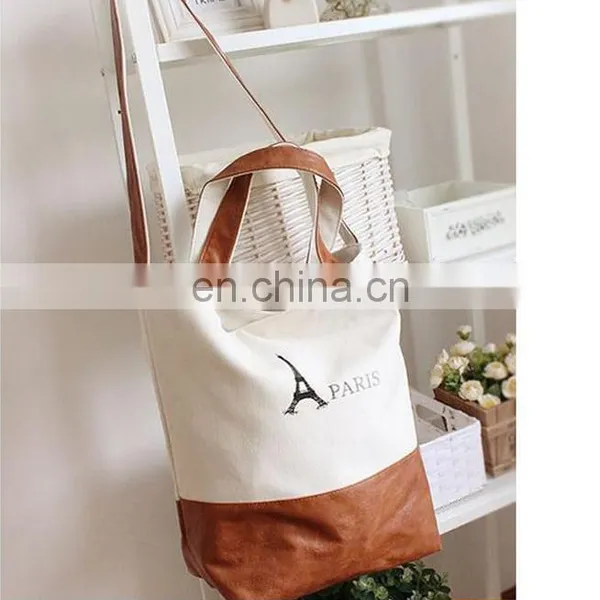 Paris Mark Double Using Cheap Durable Canvas Satchel Handbag photo-2
