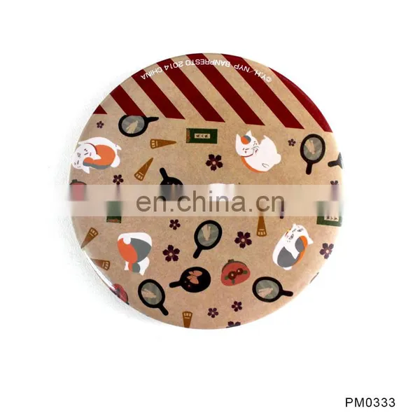 Christmas Cosmetic Pocket Mirror With 4C Printing Glass Covered With Mesh Pouch photo-5