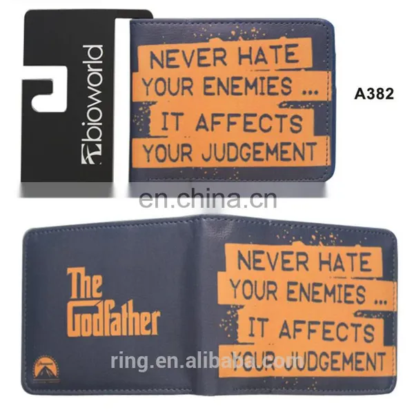 Godfather Wallet For Men Vintage Letter Printing Short Leather Wallets photo-2