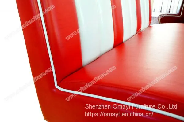 American 1950s Retro Diner Booth Sofa, Colorful Stripe Leather Diner Booth Manufacturer photo-5