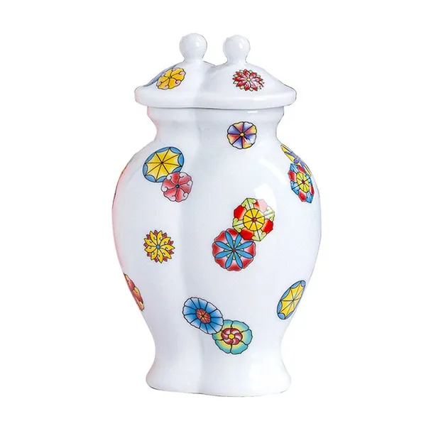 Applique Chinese Jingdezhen Small White Conjoined Ceramic Vase For Hallway Decor photo-5