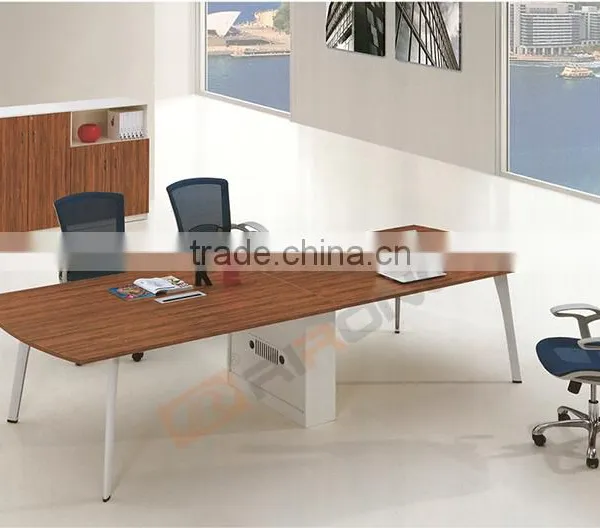 Modern Office Furniture Walnut Veneer Long Meeting Conference Room Table With Collecting Line Box Design photo-2