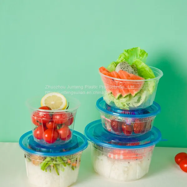 Disposable Plstic Bowl 15oz 450ml Togo Food Packaging Container pp Clear Bowl With Lid photo-2