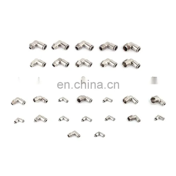 SNS JPL Series Nickel Plated Brass Male Elbow Push to Connect Pneumatic Tube Fitting Air Hose Connector photo-5