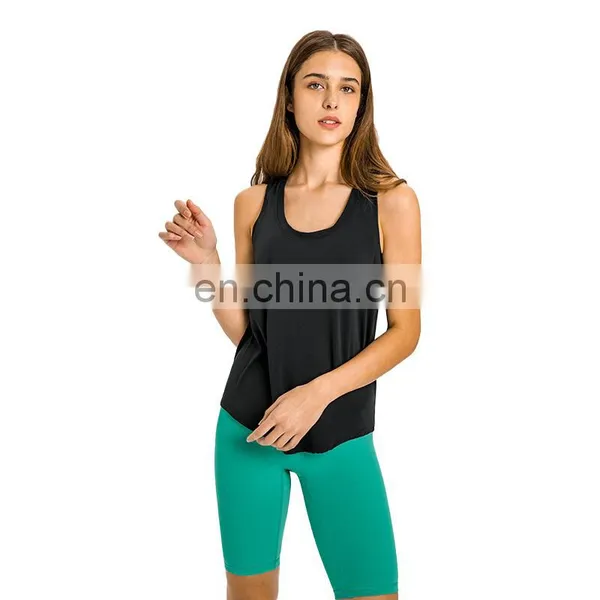 New Wholesale Fashion Sweat-wicking Loose Style Blank Sexy Women Sport Gym Yoga Tank Top Casual Wear Blouse photo-2