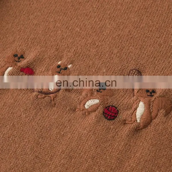 Custom 100% Cashmere Women's Button Knitted Cardigan New Casual Logo Design Crew Neck Single Breasted Closure Animal Winter photo-5