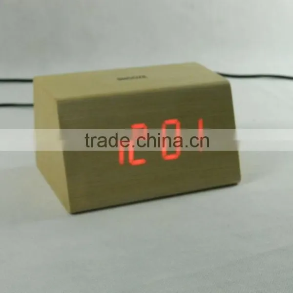 WL1226T Hot Sale Nature Wood Sensor Touch Table Clock photo-4