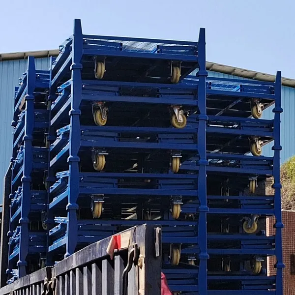 Galvanized Steel Foldable Wire Mesh Cage Trolley for Warehouse Logistics photo-3