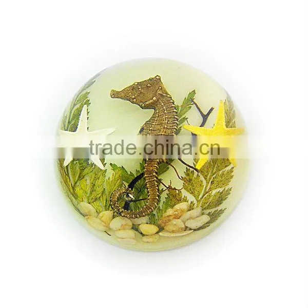 Promotional Gifts 64mm Sea Horse Semicircle Crystal Desk Decoration photo-4